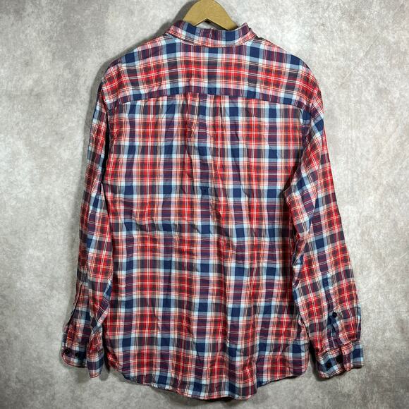 Orvis Shirt Mens Large Red Blue Plaid Button Down Long Sleeves Classic Fit - Picture 4 of 9